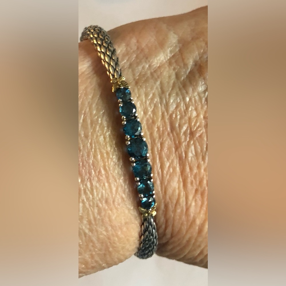 Gold and Blue Gemstone Bracelet - beautiful and well made! Too small for me!